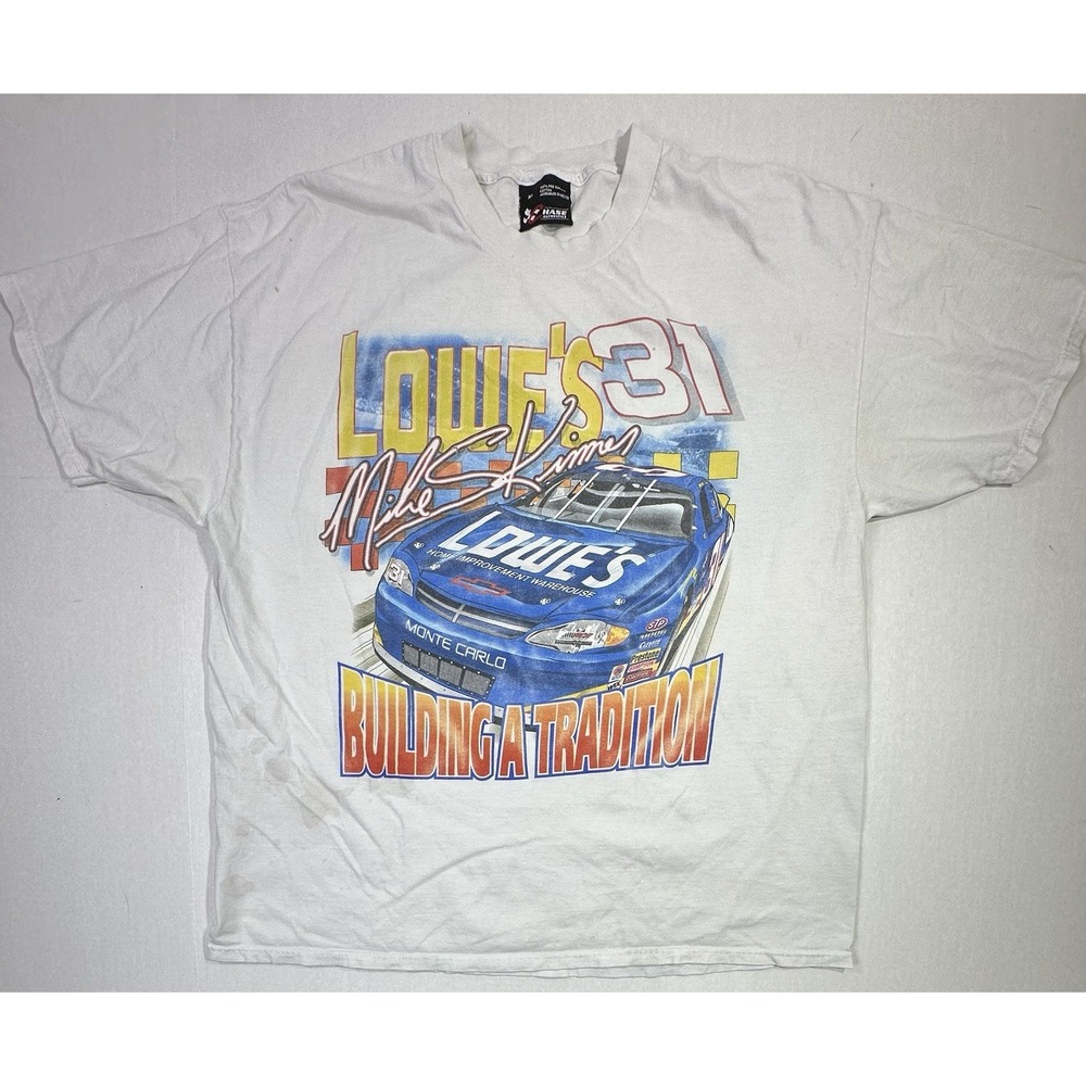 Vintage 90s Chase Authentics Mike Skinner #31 Lowe's NASCAR Racing T-Shirt XL